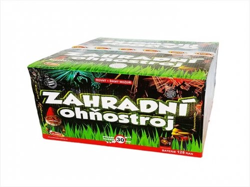 Zahradný ohňostroj 128 rán 30 mm (rovný+ šikmý mažiar)